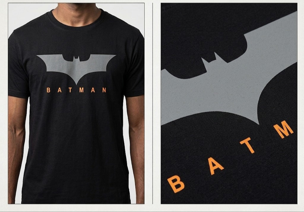 Men's Premium Cotton Batman Graphic Print T-Shirt - Black