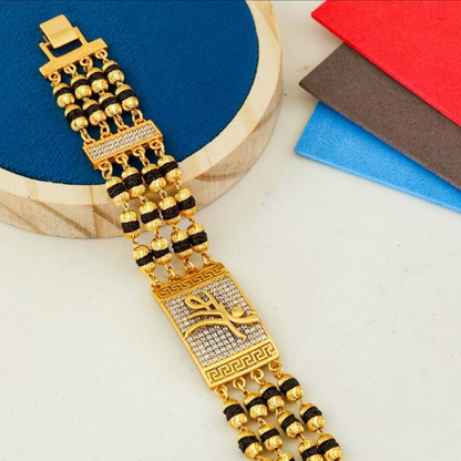 4 Line Maa Rudraksha Diamond Bracelet For Men