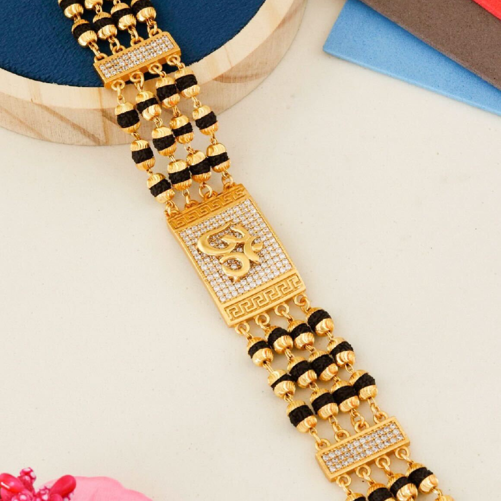 4 Line Om Rudraksha Diamond Bracelet For Men