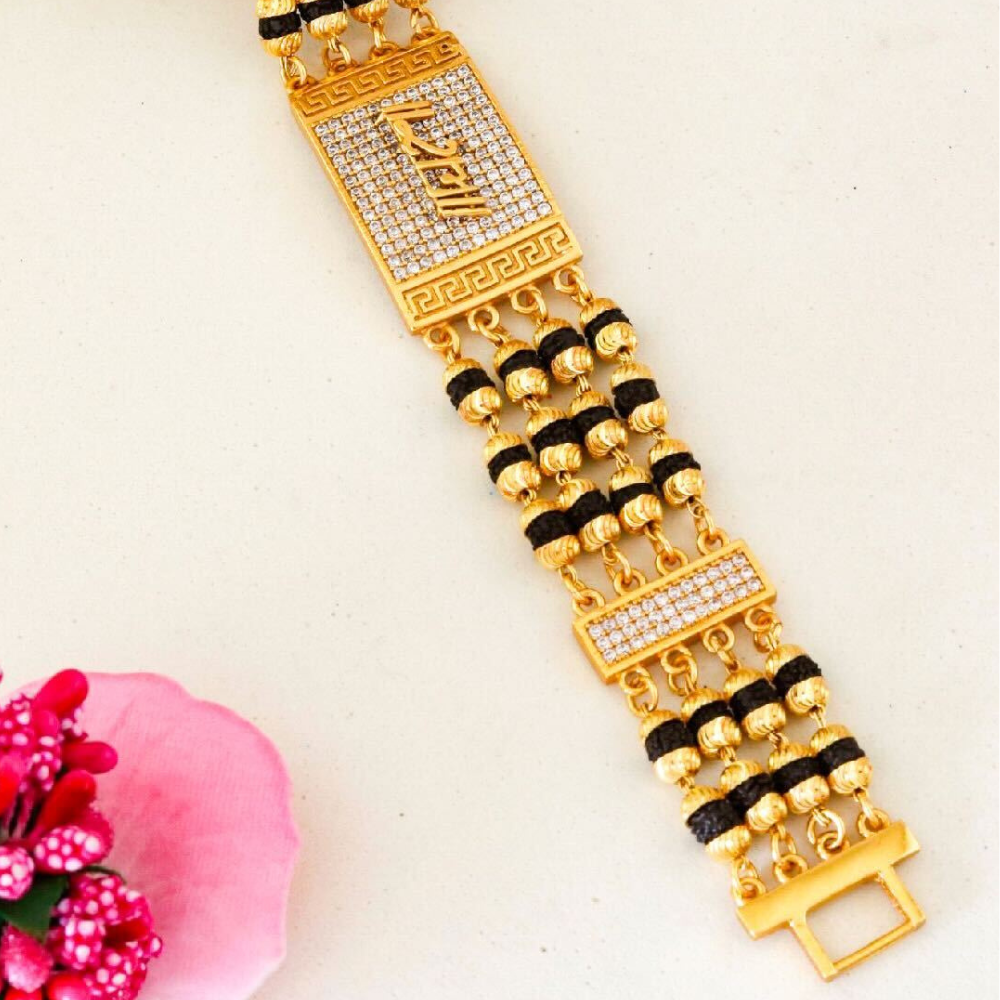 4 Line Ram Rudraksha Diamonds Bracelet For Men