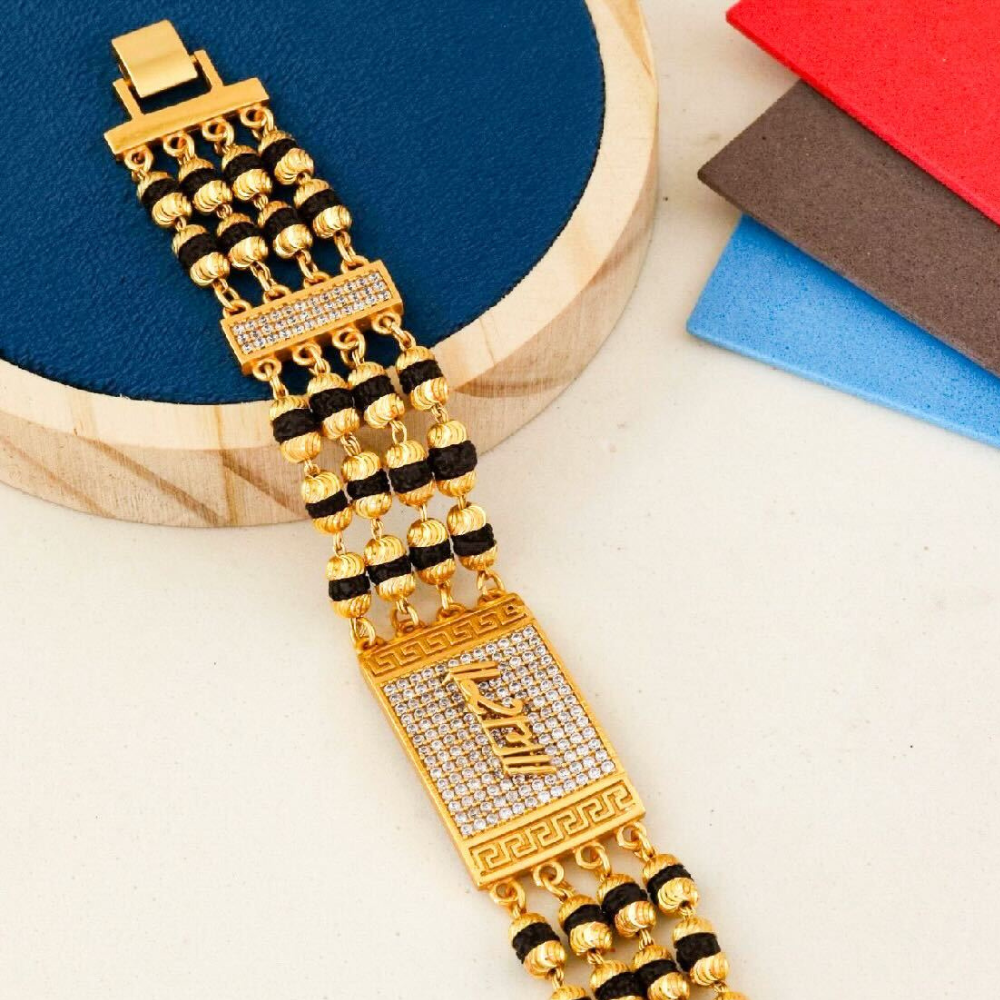 4 Line Ram Rudraksha Diamonds Bracelet For Men