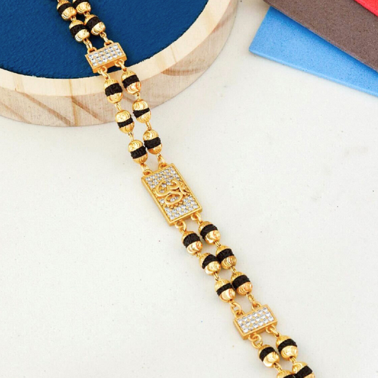 2 Line Om Rudraksha Diamonds Bracelet For Men