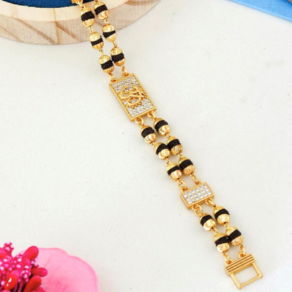 2 Line Om Rudraksha Diamonds Bracelet For Men