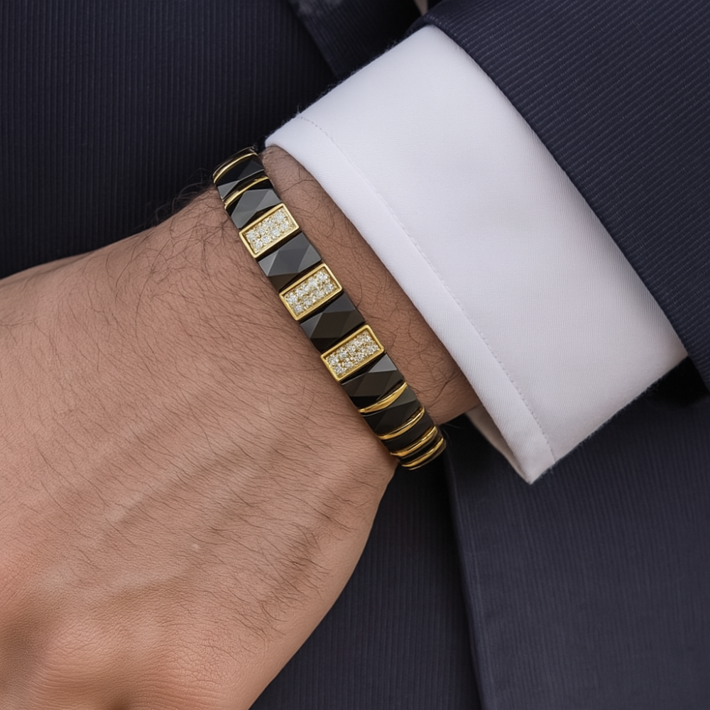 Diamond Studded Ceramic Bracelet For Men
