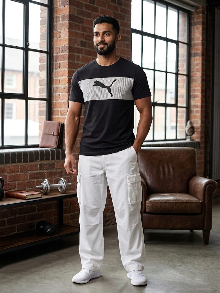 Puma Men's Graphic Stripe Performance Cotton T-Shirt