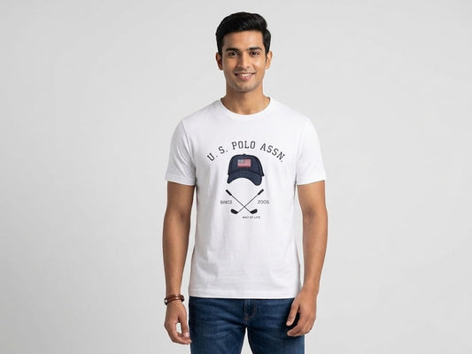 U.S. POLO ASSN. Men's Premium White Graphic Print T-Shirt
