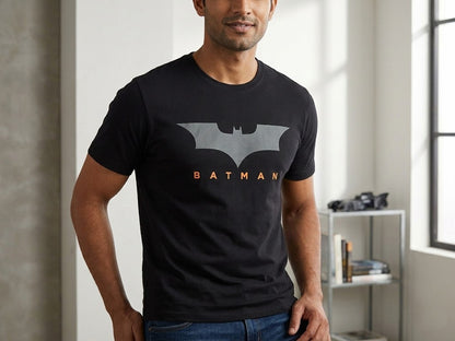 Men's Premium Cotton Batman Graphic Print T-Shirt - Black
