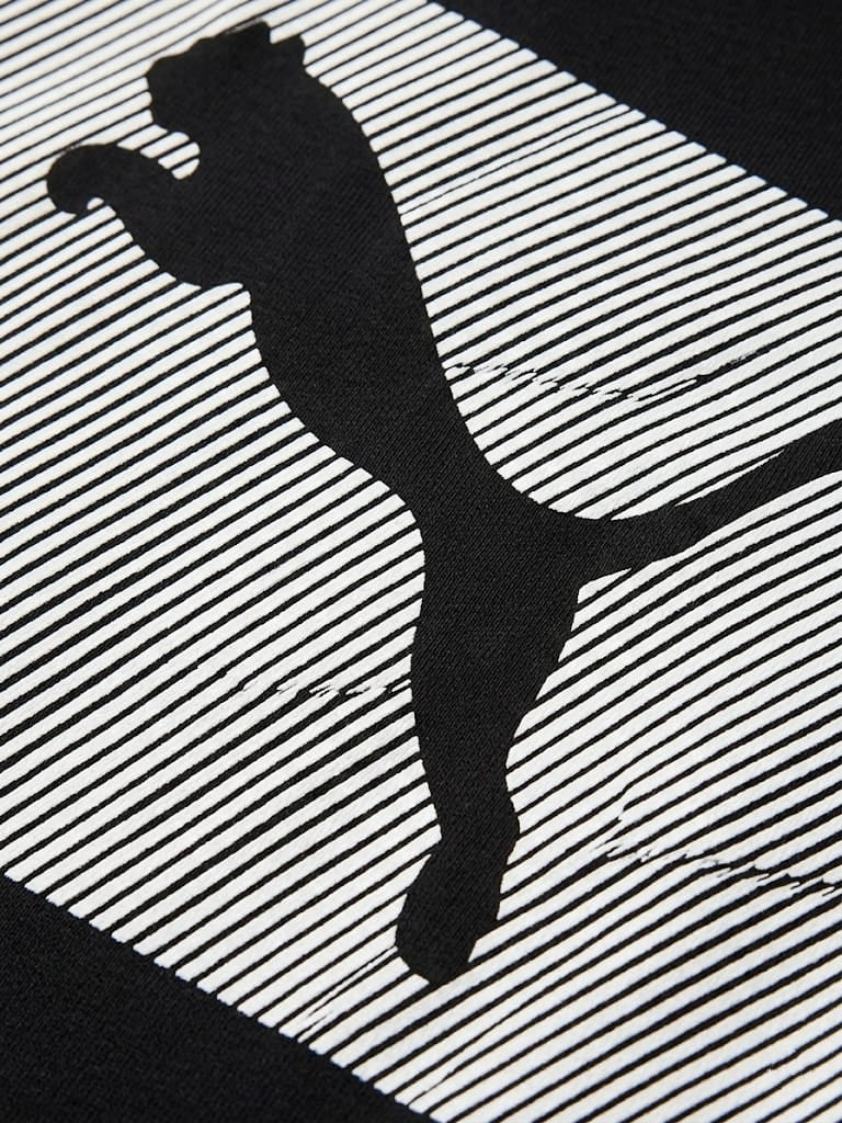 PUMA Men's Signature Graphic Stripe Tee – Premium Cotton, Jet Black