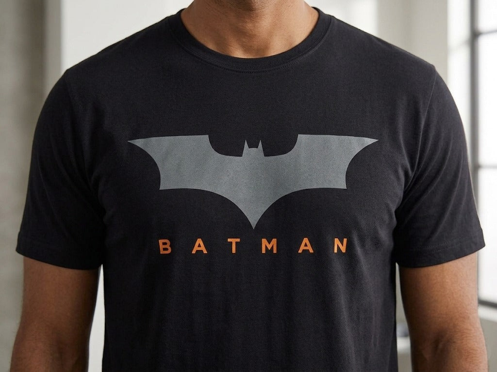 Men's Premium Cotton Batman Graphic Print T-Shirt - Black