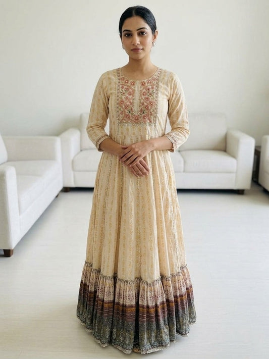 Exquisite Floral Embroidered Anarkali Gown