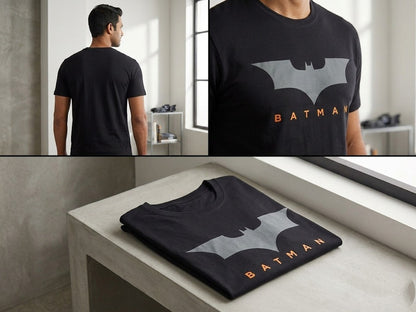 Men's Premium Cotton Batman Graphic Print T-Shirt - Black