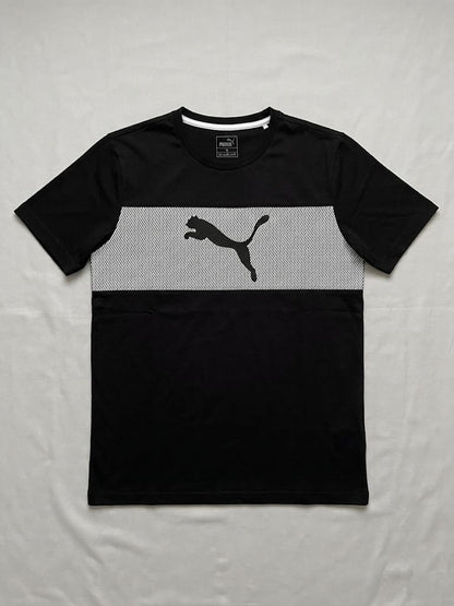 PUMA Men's Signature Graphic Stripe Tee – Premium Cotton, Jet Black