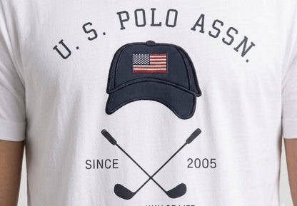 U.S. POLO ASSN. Men's White Graphic Print Cotton Regular Fit T-Shirt